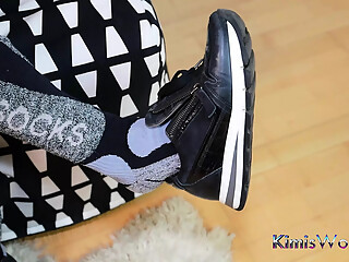 Bold & Unique: Sweaty Ski Socks, Sneakers & Black Jeans Tease