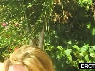 Muff play turns into wild riding and creampie