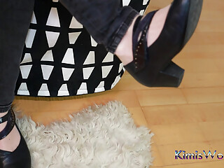 Worn Sheer Pantyhose & Dance-style Shoes - Elegant Foot Tease