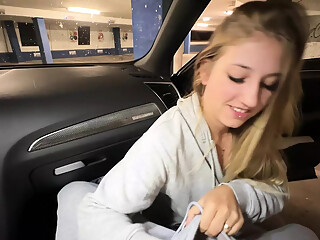Fucked by stepbrother in the parking garage, until the creampie💦