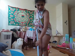 My beautiful ebony as a cleaning lady