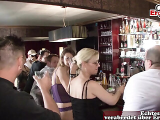 Sex in the German swinger club and a woman fucks her way through