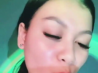Thin Hairy Asian Teen Shows Off Tits And Pussy