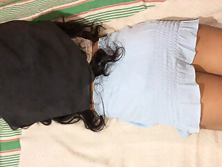 Young Hijabi Girl's Private Moment on Bed - Webcam Capture