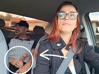 Naughty app driver catches passenger masturbating from behind!
