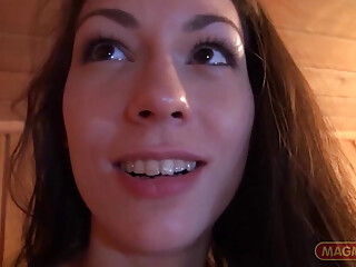 Young Girl Gets Horny in the Sauna and Does It to the Old Guy