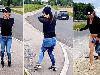 Public Pissing Blooper. Busted by Passing Cars! Timing Fail