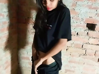 Fucking a virgin girl sitting on the farmhouse on a summer day