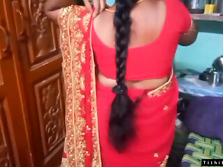 Desi Bhabi Changing Her Red Shari .