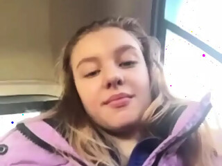 Blonde girl masturbate and vibration in the taxi