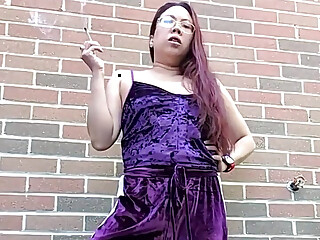 Morning Smoke in My Purple Velour Outfit