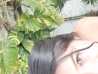 Latina arrives hot from climbing the stairs and cools off with youx