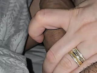 Step mom handjob Indian step son dick without condom