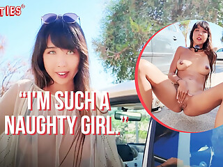 Ersties - Daring Kiara Sits Naked at an Outdoor Cafe Before Masturbating in the Parking Lot