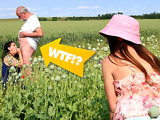 Caught Old Couple Fucking in the Field! Granny Was So Wet, I Had to Slide In Too at GrandParentsX