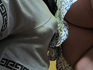 Almost Seen by Subway Passengers when this Stranger Cums Hard in Her Panties Under Skirt