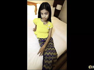 JohnTronX - Lovely Asian babe rubs her hairy pussy before getting banged hard