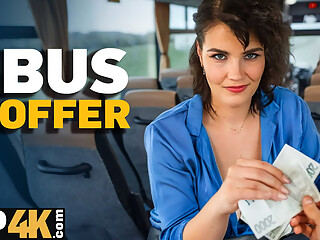 VIP4K. Pretty big titted lady is fucking in the bus