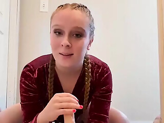 Redhead Riding Dildo While Talking Dirty