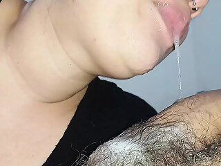 ASMR EXTREME from horny slut's throat, fucking cock with her big mouth