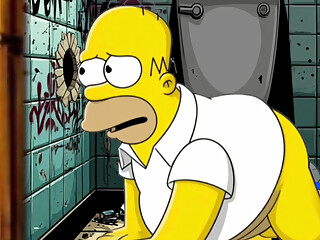 Married Housewife Gets Fucked In A Public Dirty Restroom. Cartoon. Simpsons Parody.