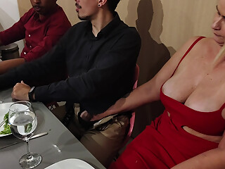 Cuckold Is Distracted Closing Deals While I Get Under the Table to Suck My Partner's Cock