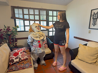I find a cabin with a mysterious little clown and offer him a delicious fuck in exchange for letting me stay until he gets his delicious milk