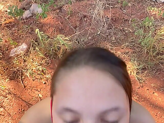 Outdoor Sloppy Blowjob - Almost Caught