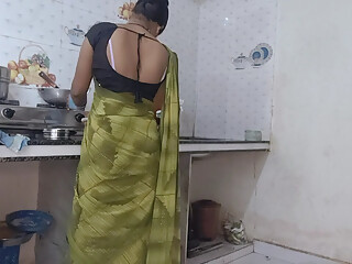 Wife chatting husband kitchen sex