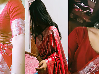 desi village Bhabhi tight pussy hard sex video, Indian slut wife wearing beautiful red saree