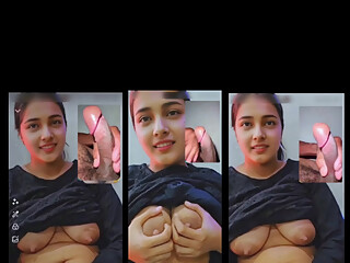 Stepsister Video Call sex chat, Beautiful big tits showing her Stepbrother viral xxx video