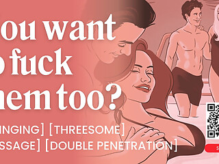 ASMR Audio Porn: MMF Threesome with Swinger Couple at a Spa - Double Penetration, Blowjob & Public Sex