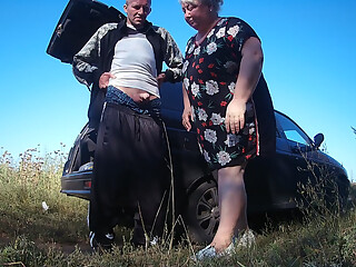 my girlfriend holds my dick while I pee and then gives me a blowjob in public