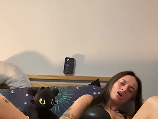 Virgin ass horny student can't help but moan as the toy slides deep