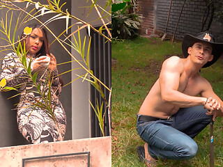 Muscular gardener is hired by brunette MILF and does special jobs for her - Kataleya Gil & Lian Grey