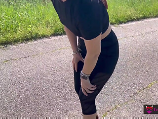 Fuck and Footjob After a Run in the Country