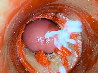 Camera Inside Deep Pussy Captures Big dose Ejaculation of Sperm ASMR