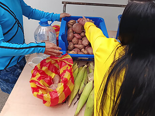 Horny woman fucks the vegetable man - homemade amateur
