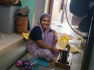 Indian Rajsthani bhabhi in Work Sewing machine Handmade By -Snapchat143
