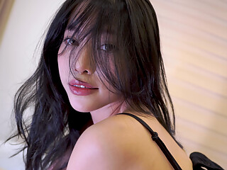Hot Asian Girl Sucks and Squirts in Black Stockings