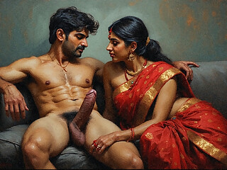 Indian bhabhi threesome sex with her husband&#039;s boss