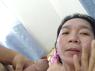 FACIAL CUM SPREAD AFTER HARDCORE FUCKING ASIAN MILF