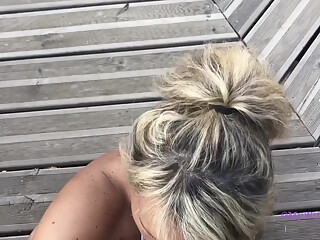 Busty blonde fucked outdoors