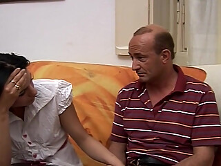 Taboo Sex of a Brunette Teen and Her Old Stepfather