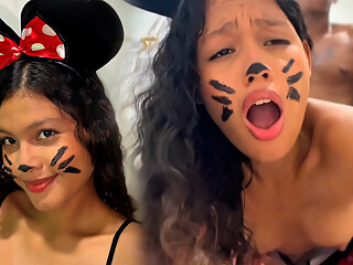Minnie Mouse wanted to eat cheese but ended up eating a cock with her pussy fucked on halloween