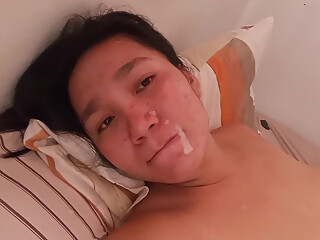 Asian milf gets on top and facial cum after hardcore fuck