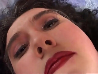 Amateur video of BBW hairy pussy bitch playing with her blue dildo