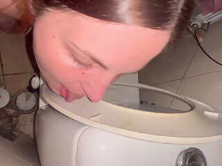 Licking Toilet Till Orgasm