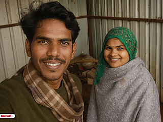 Husband wife of Indian Desi village enjoying in the field in winter and also kissing by -Snapchat143