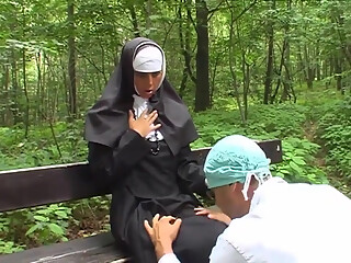 Pussy fucking pussy fingering in the forest...cum in mouth